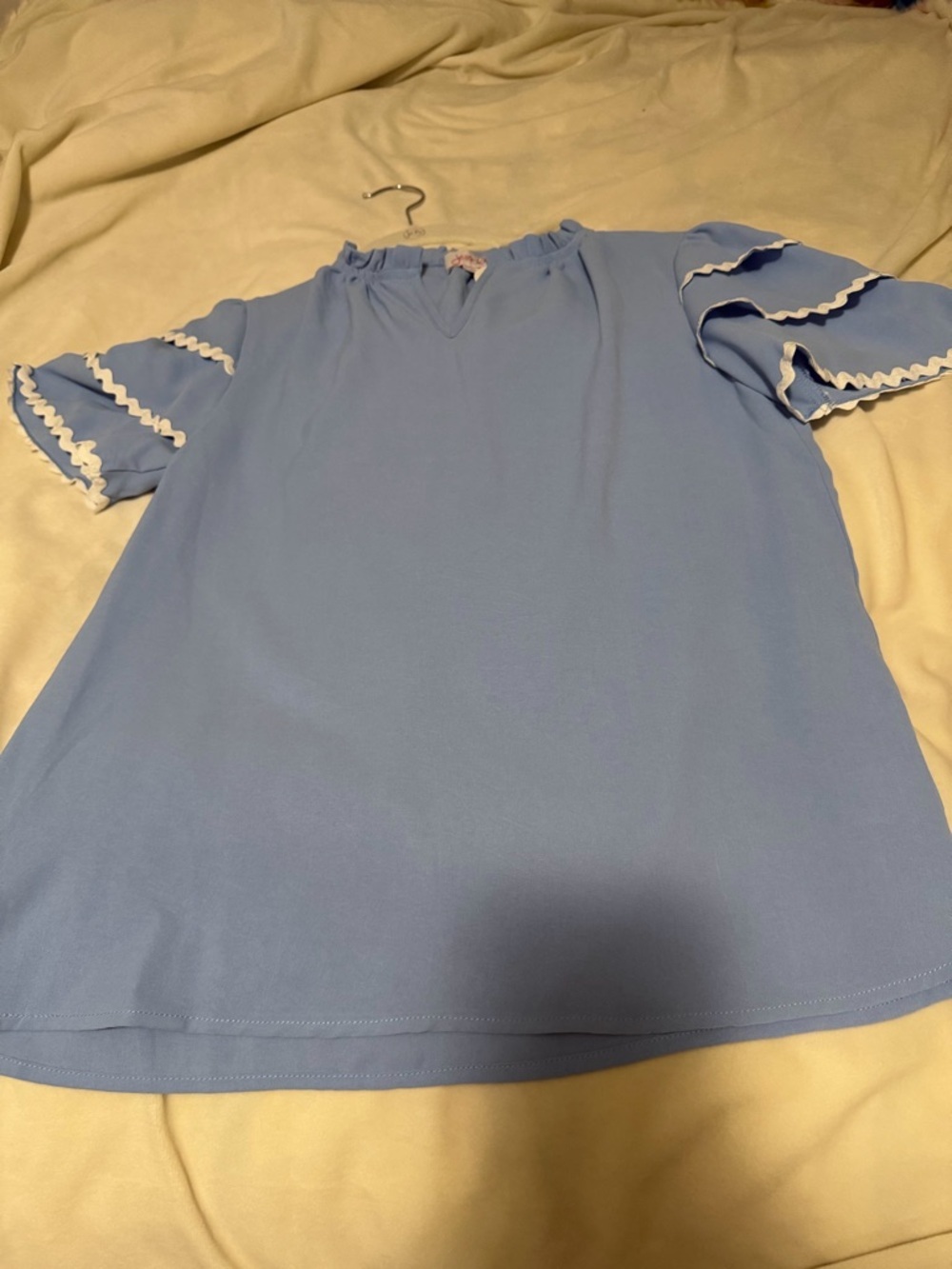 NWT Jess Lea Women’s Sky Blue Short Sleeve Top Ric Rac Trim Women’s Sm - Picture 2 of 4